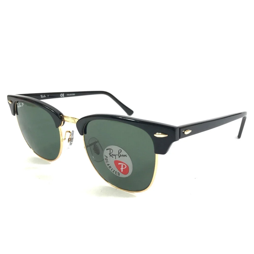 Ray-Ban Sunglasses RB3016 CLUBMASTER 901/58 Black Gold with G-15 Green Polarized